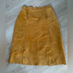 Vintage Suede Leather skirt w braided detail